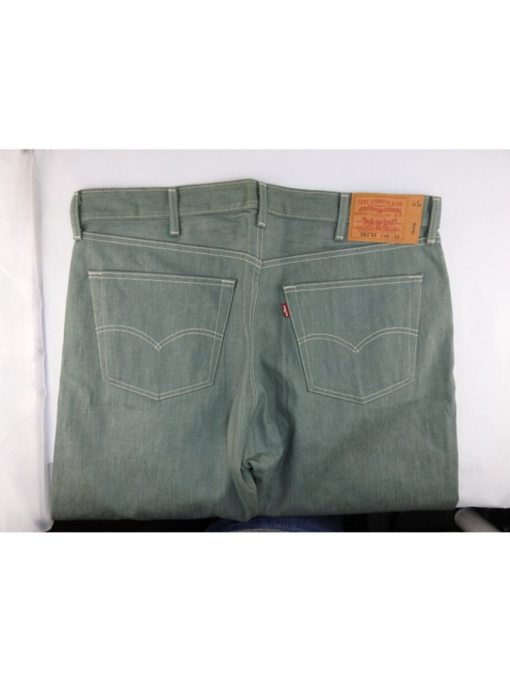 Levi Strauss 501 XX Green Jeans Mens 40x32 Button Fly Straight Leg Denim - Picture 5 of 11